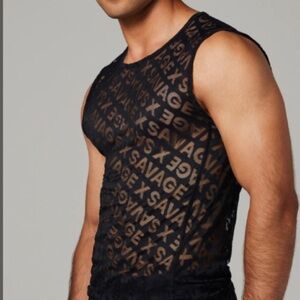 Savage x Fenty Breakout Base Graphic Mesh Tank NWT